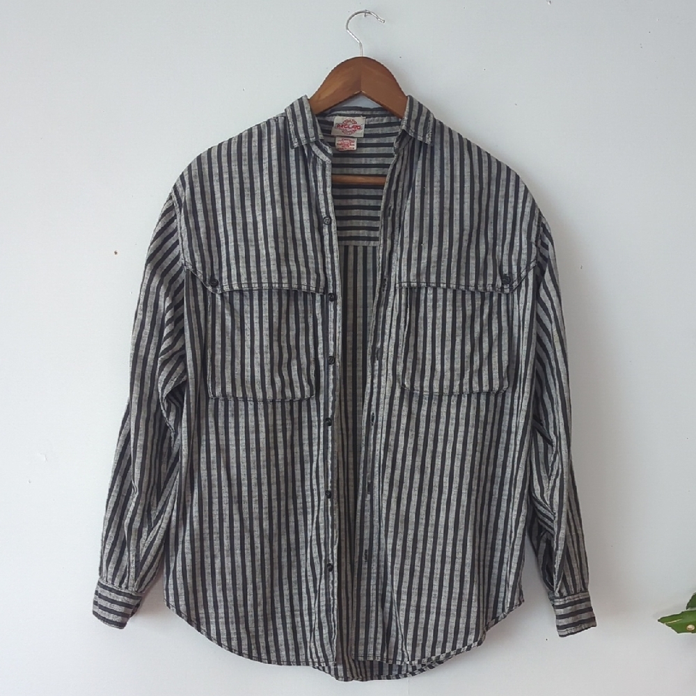 Vintage Canadian Raglans Striped Button Down